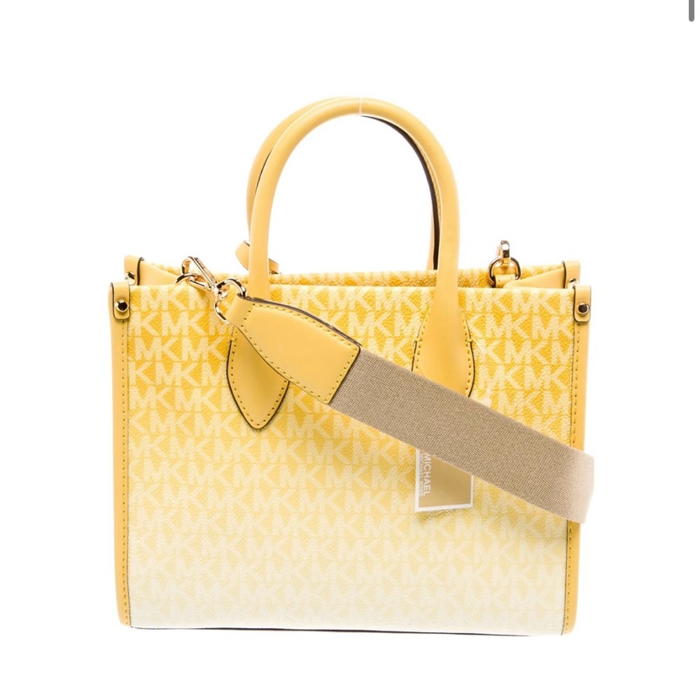 ✨ Michael Kors Jet Set Yellow & Cream Logo Satchel – NWT - Picture 4 of 6